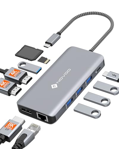 Evita falta de puertos con la estación de acoplamiento USB C NOVOO triple pantalla y 100W PD