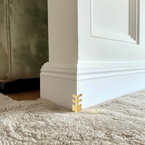 Image of Skiffers Baseboard Corner Protectors, Vintage Metal Covers for Wall Corners, Decorative Skirting Board Protectors (Gold, 10pcs)