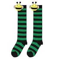 FeMereina Halloween Socks For Kids Girls Bee Costume Cosplay Striped Stockings Fun Novelty Knee High Socks Halloween