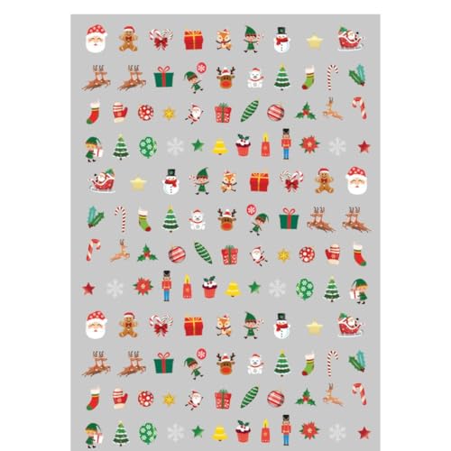 GUIRMA | Pegatinas para Uñas de Navidad (10x7 cm) - Decoración de Uñas para Fiestas de Navidad y Año Nuevo - Accesorio de Maquillaje para Mujer Adulta - Multicolor