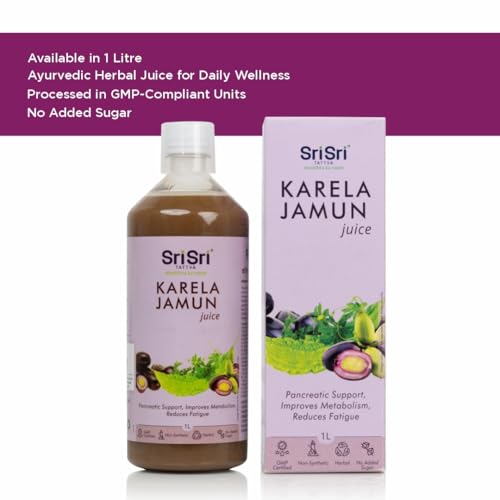 Image of Sri Sri TATTVA shuddhta ka naam Karela Jamun Juice | Maintains Blood Sugar Levels | Reduces Bad Cholesterol | Good For Digestive Health | No Added Sugar | 1 Litre I Pack of 2