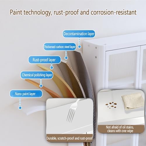 2-4 Layer Floating Bathroom Medicine Cabinet - Space-Saving Over Toilet Storage Organizer with 2 Acrylic Doors, No Drill Modern Black & White Finish for Cosmetics & Kitchen, 30x14x71cm