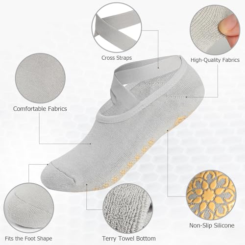 Yoga Socks with Grips for Women - Non Slip Pilates Socks with Grippers on Bottom, Grippy & non skid Barre Hospital3