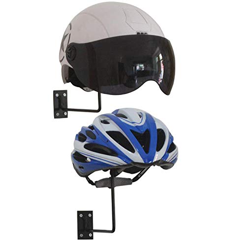 Pei Motorcycle Accessories Helmet Holder Jacket Hanger Wall Mounted Multifunctional Rack (Black 2Pc) #TOP3
