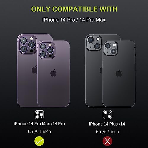 Wsken For Iphone 14 Pro/Iphone 14 Pro Max Camera Lens Protector,[Night Shooting Mode] Hd Tempered Metal Glass Camera Screen Protector Cover Film Accessories,Purple Glitter #TOP5