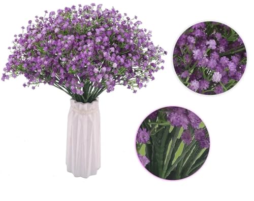 Image of VRB Dec 20 Pcs Artificial Baby's Breath Flower Bunch,Gypsophila Bouquets Flower Sticks for Vase,Flowers for Vases, Decoration Items for Living Room,Home Decor,Chritmas (20 Pcs - Fushia Gypsophila)