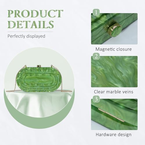 Image of Fecialy Acrylic Evening Clutch Bag for Women Shell Shape Handbags Marbling Purse Formal Party Bridal Wedding Crossbody Bag