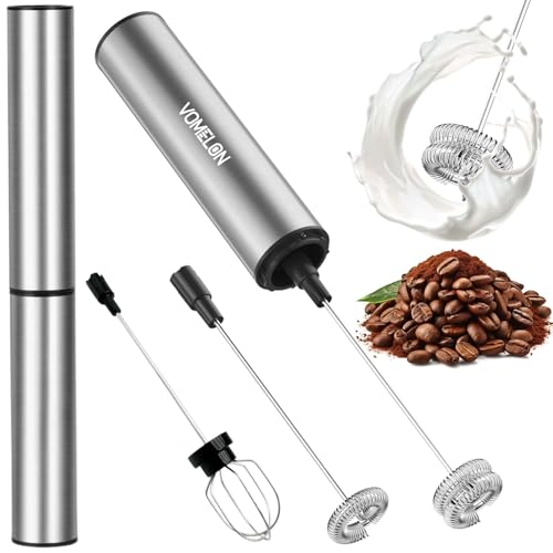 Milk Frother,Rechargeable 3 Speed Electric Coffee Foamer for Travel, Handheld Drink Mixer for Latte, Cappuccino, Coffee, Eggs, Hot Chocolate, Protein,Silver