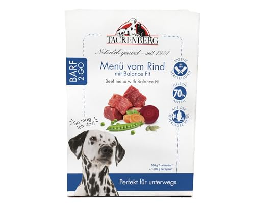 TACKENBERG Complete – Barf 2 Go-Menü vom Rind mit Balance Fit für Hunde, 500 g