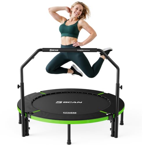 BCAN SP3 40/48" Exercise Rebounder Trampoline for Adults, Handlebar, Indoor | Foldable Mini Trampoline for Adults, Rebounder Indoor, Stable Handlebar, Low-Impact Workout, Load 330/440lbs |FED Fitness - image 1