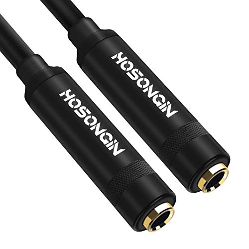 1/4 Female to 1/4 Female Coupler Adapter Stereo Cable, HOSONGIN Quarter 1/4 inch 6.35mm TRS/TS Female to Female Headphones Audio Cable Extension Connector for Amplifier Speaker Guitar Cable, 12 inch