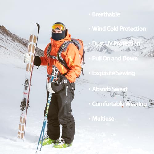 Yayourel Black Ski Mask For Men Women Balaclava Face Mask Men Balaclava Ski Masks Beanie Full Face Mask Neck Gaiter Face Mask Winter Ski Gear Hat Fleece Balaclava Hood Neck Warmer Gator Ski Face Cover Covering thumb #3
