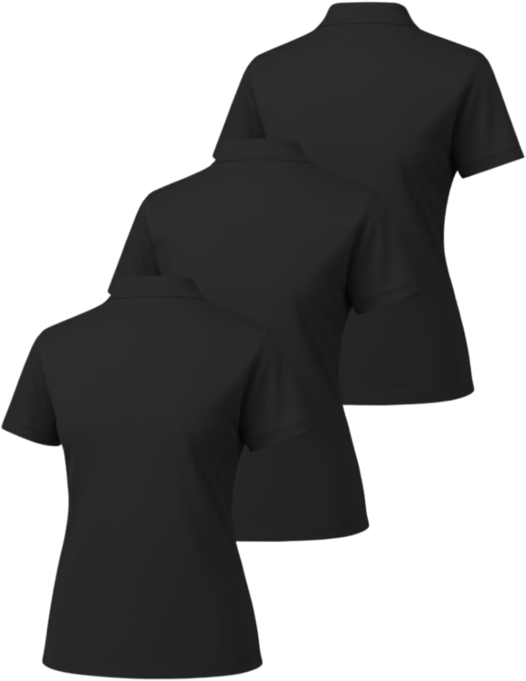 JustBlanks 3 Pack Women Polo Shirt Short Sleeve Polo Shirt – Regular Fit Pique Polo Shirt for Women 4-Button Polo Tee-3 Pack - Image 3