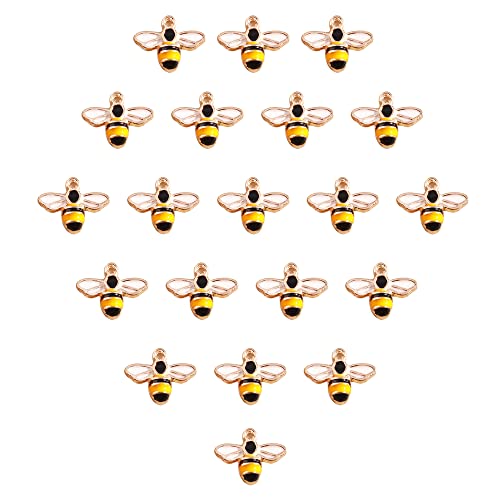 ZhanshuidefaQ 20 Pcs Cute Bee Charms Enamel Alloy Bee pendant charms for Jewellery Making DIY Necklace Bracelet Earrings Jewelry Handmade Crafts Accessories