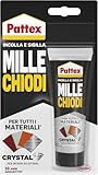 Pattex Millechiodi Crystal adesivo sigillante ideale per vetri e specchi, Adesivo di montaggio di prima qualità, Colla potente per molti materiali, 1 x 90g blister