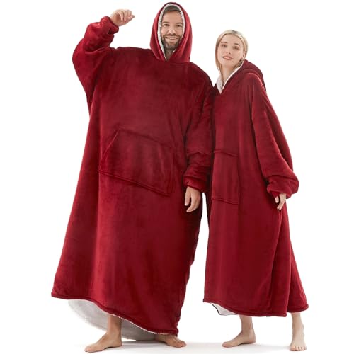 L'AGRATY Oversized Wearable Blanket Hoodie for Adults, Premium Sherpa