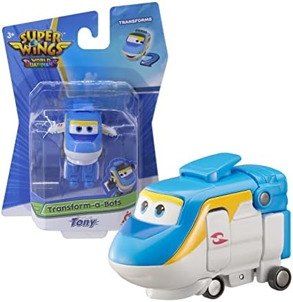 Super Wings Tony 2" Character Transform-A-Bots Gifts Toys for 3+Years Old Boy Girl | Blue & White (EU760036)