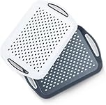 DIVCHI 2-Pack Serving Tray Set – Non-Slip Lap Boards with Grip Handles, Ideal for Food Prep, Tea, Breakfast in Bed – Plastic Tray for Stable Dining Dishwasher Safe (Grey & White)