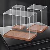 MJKQ9 ショーケース 卓上 ディスプレイケース 展示ケース 収納ボックス 透明アクリル フィギュア収納 ホビー用 小物整理 収集品 40*15*20 商品展示 インテリア 防塵 防湿 防虫 コレクションボード 収納ケース ウォールナット色