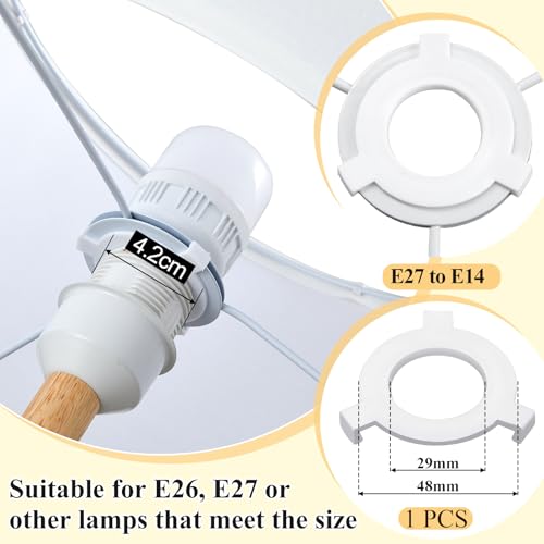 Weewooday 1 Set Fabric Lampshade for Ceiling Lights, Table Lamps and Floor Lamps, with E27 to E14 Adapter Ring, Modern Linen Lamp Shades for Living Room, Bedroom, Home Decoration(10 Inch,Beige) - Image 4