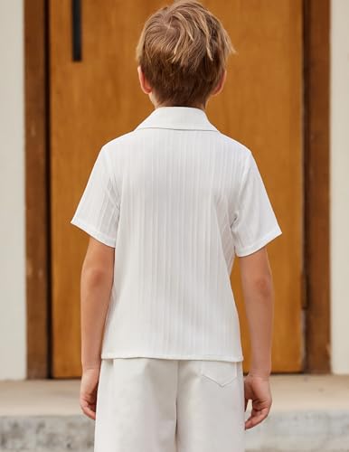 Image of Arshiner Boys Casual Short Sleeve Button Down Shirt Fashion Textured Summer Beach Shirt 3-13 Years Old