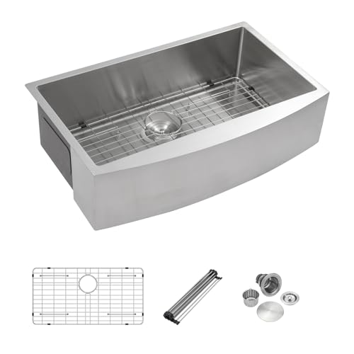 Mocoloo Farmhouse Kitchen Sink 36x21 Inch Apron Front Kitchen Sink 16 Gauge Stainless Steel Deep Single Bowl Farm Sinks 36" Mocoloo Farmhouse Kitchen Sink 36x21 Inch Apron Front Kitchen Sink 16 Gauge Stainless Steel Deep Single Bowl Farm Sinks 36"
