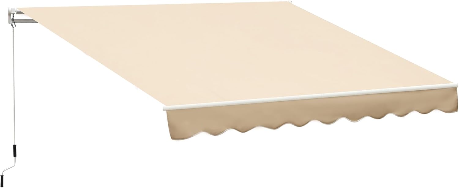 Outsunny 12 ' x 10' Patio Retractable Awning with Crank Handle Beige