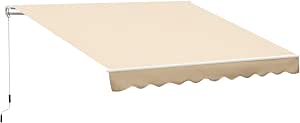 Outsunny 10' x 8' Patio Retractable Awning with Crank Handle Beige