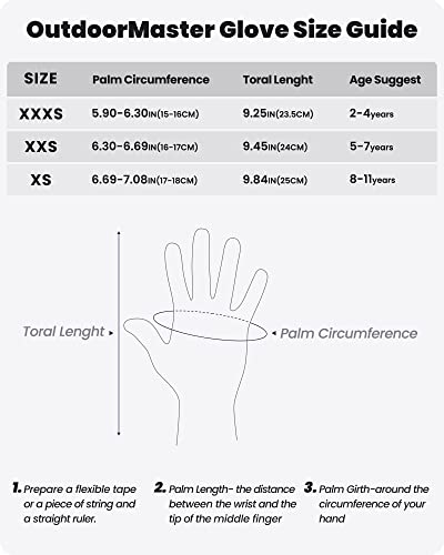 Outdoormaster Kids Ski Gloves, Ultra-Waterproof Ski Mitten, Cold Weather Snow Gloves, Long Cuff Winter Warm Gloves For Skiing, Snowboarding Fits Boys And Girls #TOP6