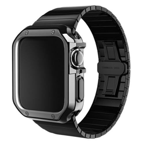 Boîtier bracelet métal noir 41 mm avec coque silicone avant
