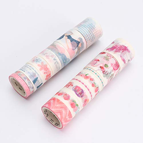 TOYANDONA Conjunto de 16 rolos de fitas adesivas adesivas decorativas Washi Tape skinny, fitas adesi