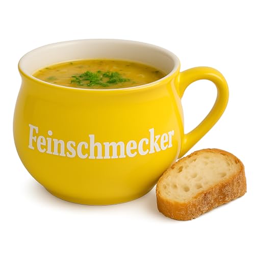 Foto von Suppentassen 4er Set Keramik 400 ml Henkelschüsseln Mediterran Müslischalen