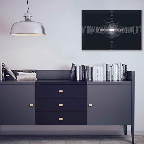 Toile géométrie sombre et art mural abstrait avec châssis - 5
