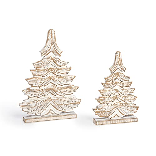 Park Hill Collection XAB10290 Weihnachtsbaum, Holz, geschnitzt, Fichte, Tischplatte, 2 Stück Cover