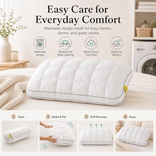 Cooling Puff Bed Pillow for Soft Cloud-Like Sleep