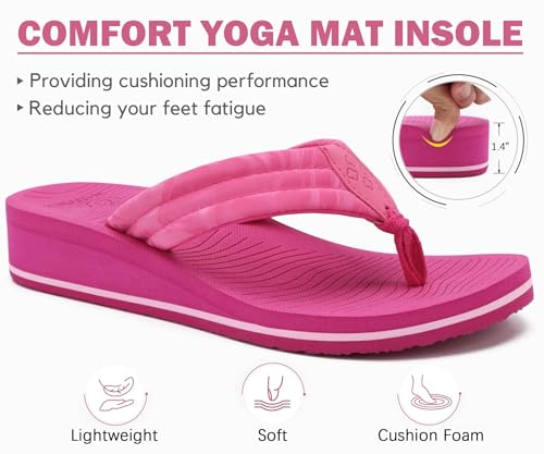 Image of COFACE Women's Flip Flops with Arch Support Ladies Fashion Lightweight Wedge Flip Flops Comfortable Yoga Mat Sole Summer Platform Thong Sandals