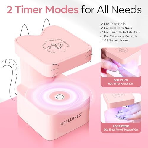 modelones Mini luz UV para unhas de gel, luz de cura de unhas pequena, luz de cura flash para unhas