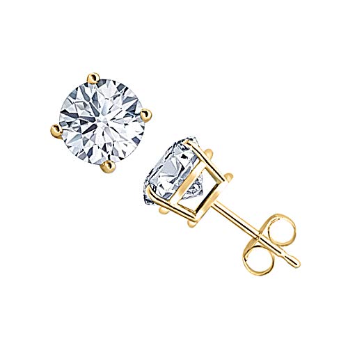 tusakha Brilliant 6mm Platinum or Gold Plated Sterling Silver Round-Cut Stud Earrings made with Swarovski Zirconia