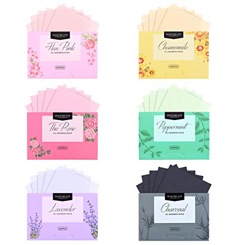 YoungRich 600Pcs Carta Assorbente per Olio Fogli di Carta Assorbente per il trucco per il viso,oil control blotting paper,per Entrambi Uomini e Donne per la cura della pelle,uso quotidiano(6 tipi)