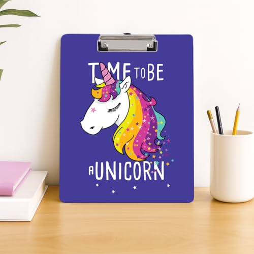 Image of Clipboard Drawing, Writing, Exam Board with Clip (Size - 24x36 cm) Sturdy, Lightweight for Office, School, College - Time to Be A Unicorn