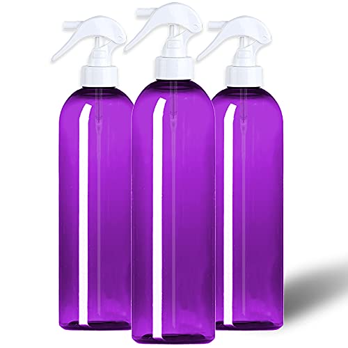 MoYo Natural Labs 8 oz Spray Bottles, Trigger Sprayer Empty Travel Containers, BPA Free PET Plastic for Essential Oils and Liquids/Cosmetics (3 pack, Purple)