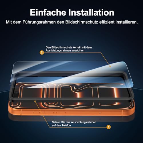 NEW'C für iPhone 17 Pro Max für Panzerglas + Kameraschutz mit Montagehilfe – Ansicht 3