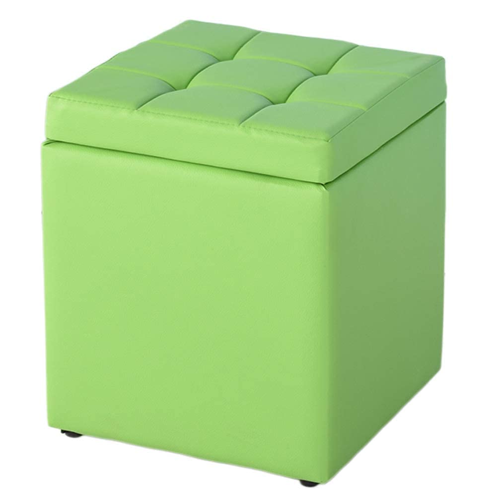 Meubles de chambre à coucher compacts : petit pouf coffre vert clair en similicuir