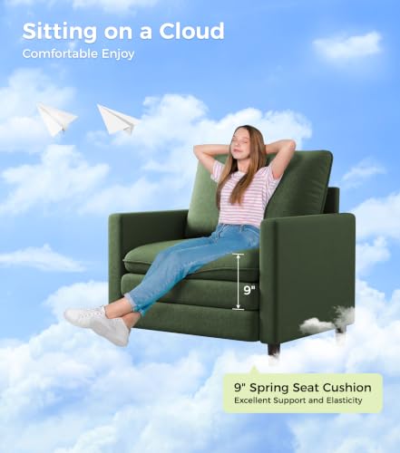 Image of Welzona 3-Layers Cloud Accent Chair, 33 inch Reading Chair, Teddy Arm Chairs