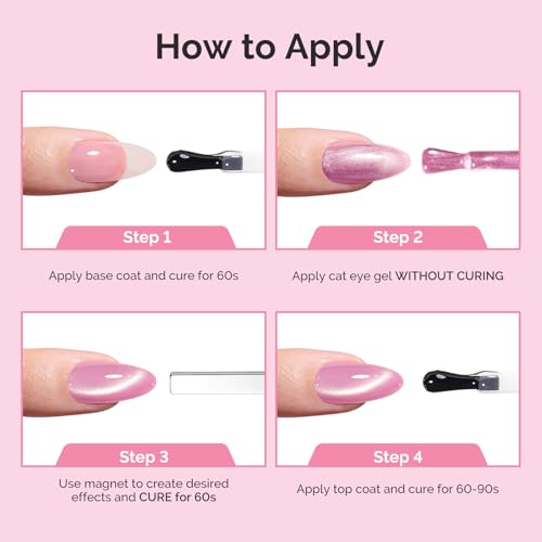 Image of MelodySusie Macaron Pink Blue Cat Eye Set Cat Eye Gel Nail Polish Set 6 Pcs, 0.26 Fl Oz Glitter Holographic Magnetic Nail Polish with Magnet, UV Nail Polish for Nail Art Manicure Salon DIY at Home