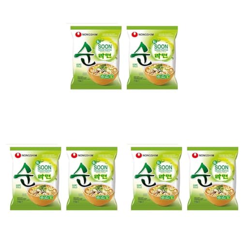 Image of Nongshim Soon Veggie Ramyun Noodles 112 Grams (Pack of 6) Vegetarian