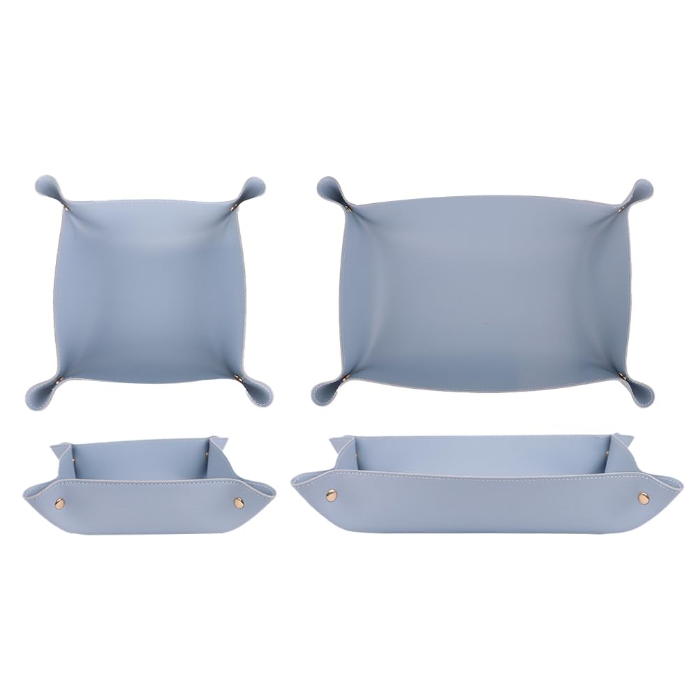 Blue two-piece PU leather valet tray set in large and extra large sizes