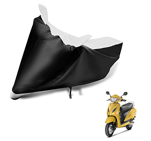 Image of Auto Hub Scooty Cover Compatible with Activa 5G with Mirror Pocket, Dustproof, Heat Resistant, Triple Stitched, Activa 5G Scooty Cover- Black, White