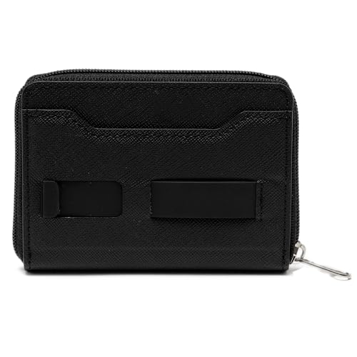 [ピタング] magsafe カードケース 財布 ラウンドファスナー スマホスタンド スマホグリップ機能付き カード収納 メンズ ブラック