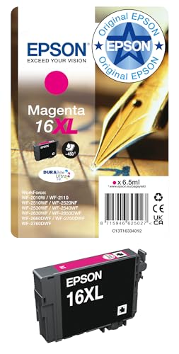 Epson Original 16XL Tinte FĂĽller (WF-2630WF, WF-2650DWF, WF-2660DWF, WF-2750DWF, WF-2760DWF), magenta